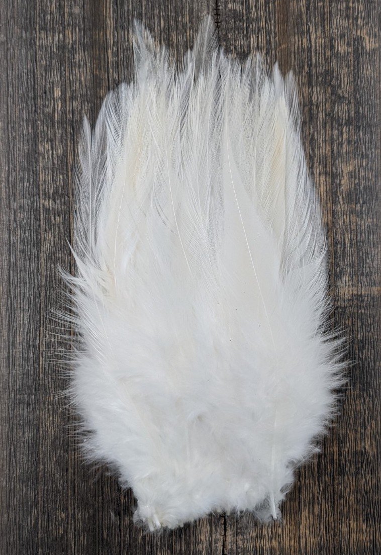 Fish Hunter Select Saddle Hackle Bleached White Saddle Hackle, Hen Hackle, Asst. Feathers