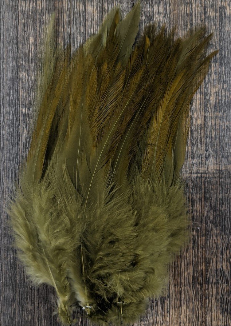 Fish Hunter Select Saddle Hackle Dark Olive Saddle Hackle, Hen Hackle, Asst. Feathers