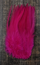 Fish Hunter Select Saddle Hackle FL. Cherry Bomb Cerise (UV) Saddle Hackle, Hen Hackle, Asst. Feathers