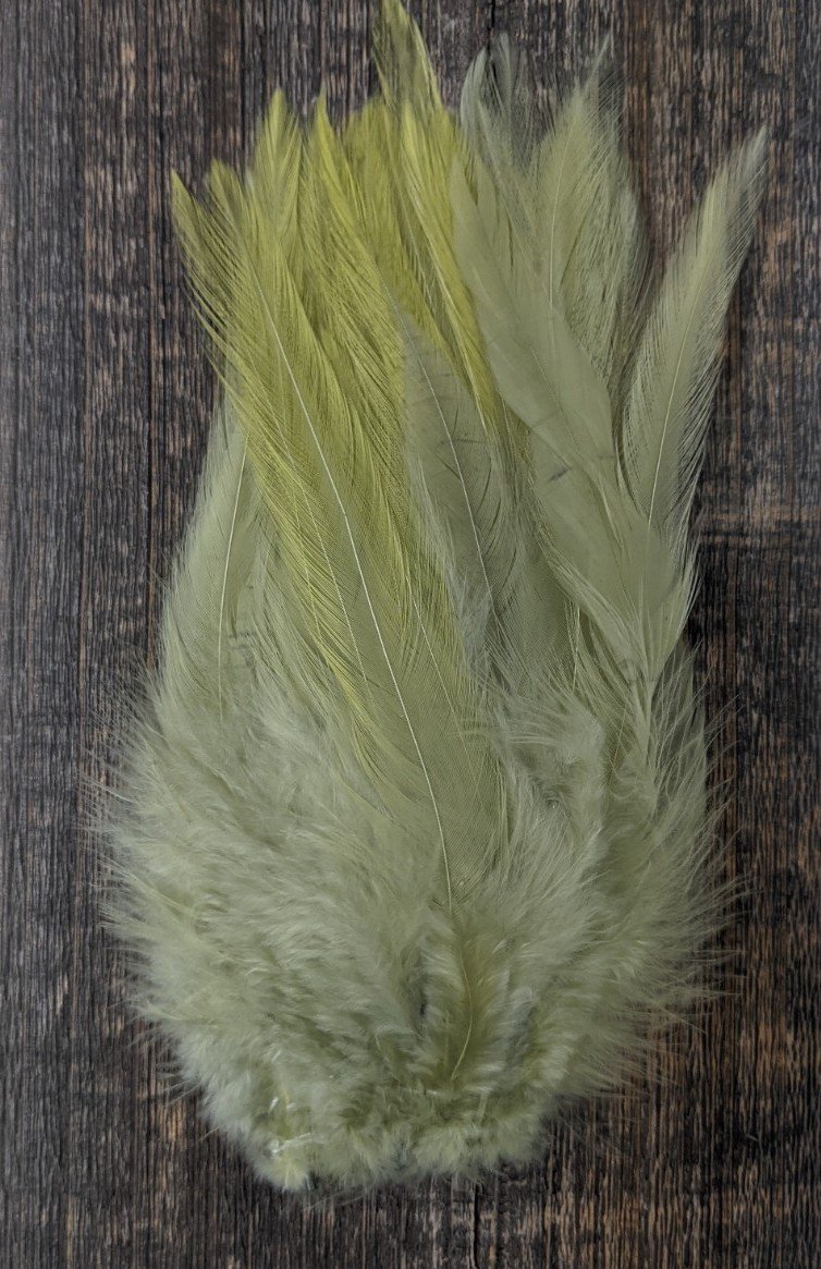 Fish Hunter Select Saddle Hackle FL. Damsel Nymph Olive (UV) Saddle Hackle, Hen Hackle, Asst. Feathers