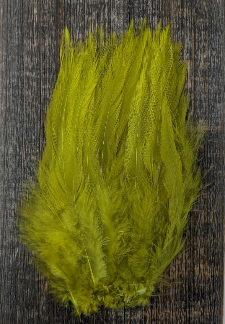 Fish Hunter Select Saddle Hackle Golden Olive Saddle Hackle, Hen Hackle, Asst. Feathers