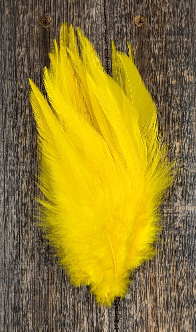 Fish Hunter Select Saddle Hackle Lemon Yellow Saddle Hackle, Hen Hackle, Asst. Feathers