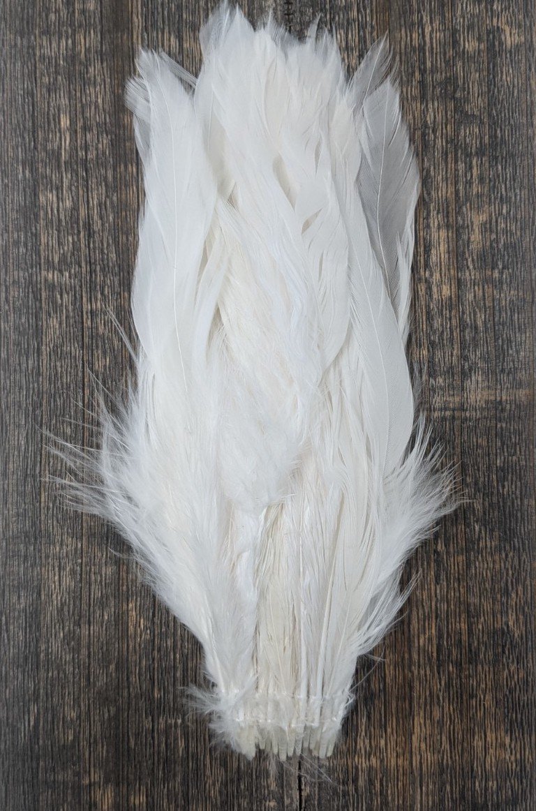 Fish Hunter Select Schlappen Bleached White Saddle Hackle, Hen Hackle, Asst. Feathers