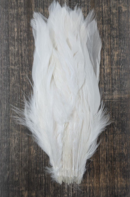 Fish Hunter Select Schlappen Bleached White Saddle Hackle, Hen Hackle, Asst. Feathers