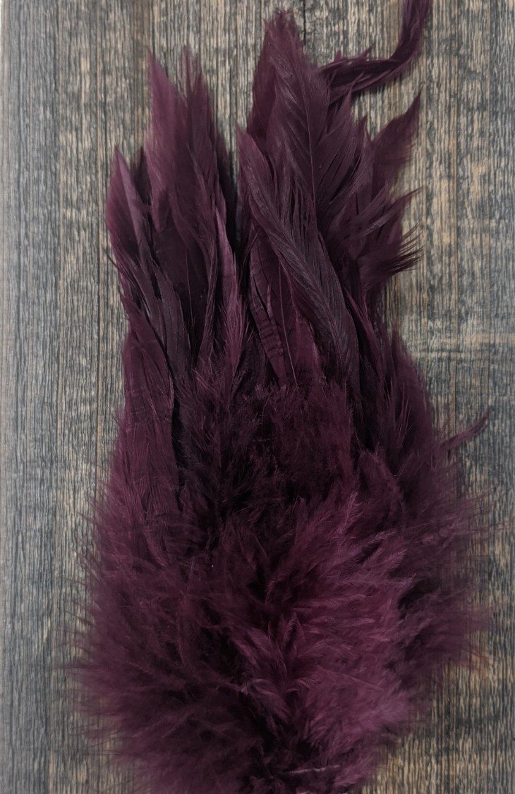 Fish Hunter Select Schlappen Burgundy Saddle Hackle, Hen Hackle, Asst. Feathers