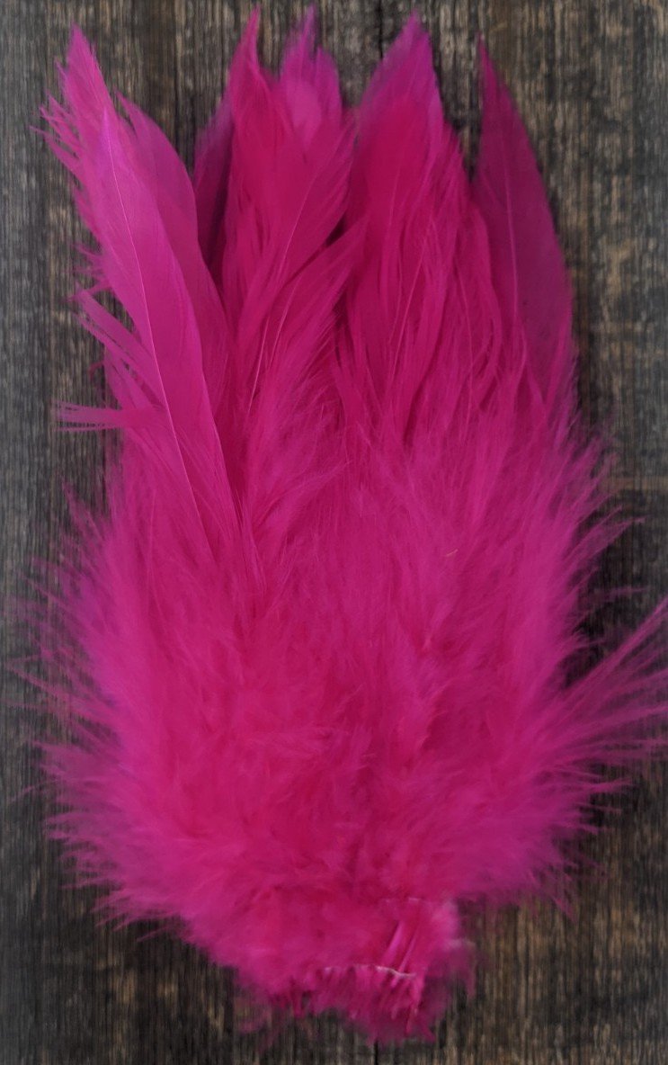 Fish Hunter Select Schlappen FL. Hot Pink (UV) Saddle Hackle, Hen Hackle, Asst. Feathers
