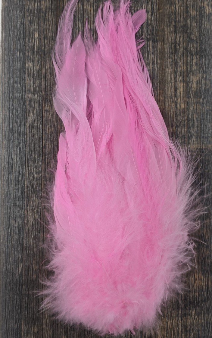 Fish Hunter Select Schlappen Fl Medium Pink Saddle Hackle, Hen Hackle, Asst. Feathers