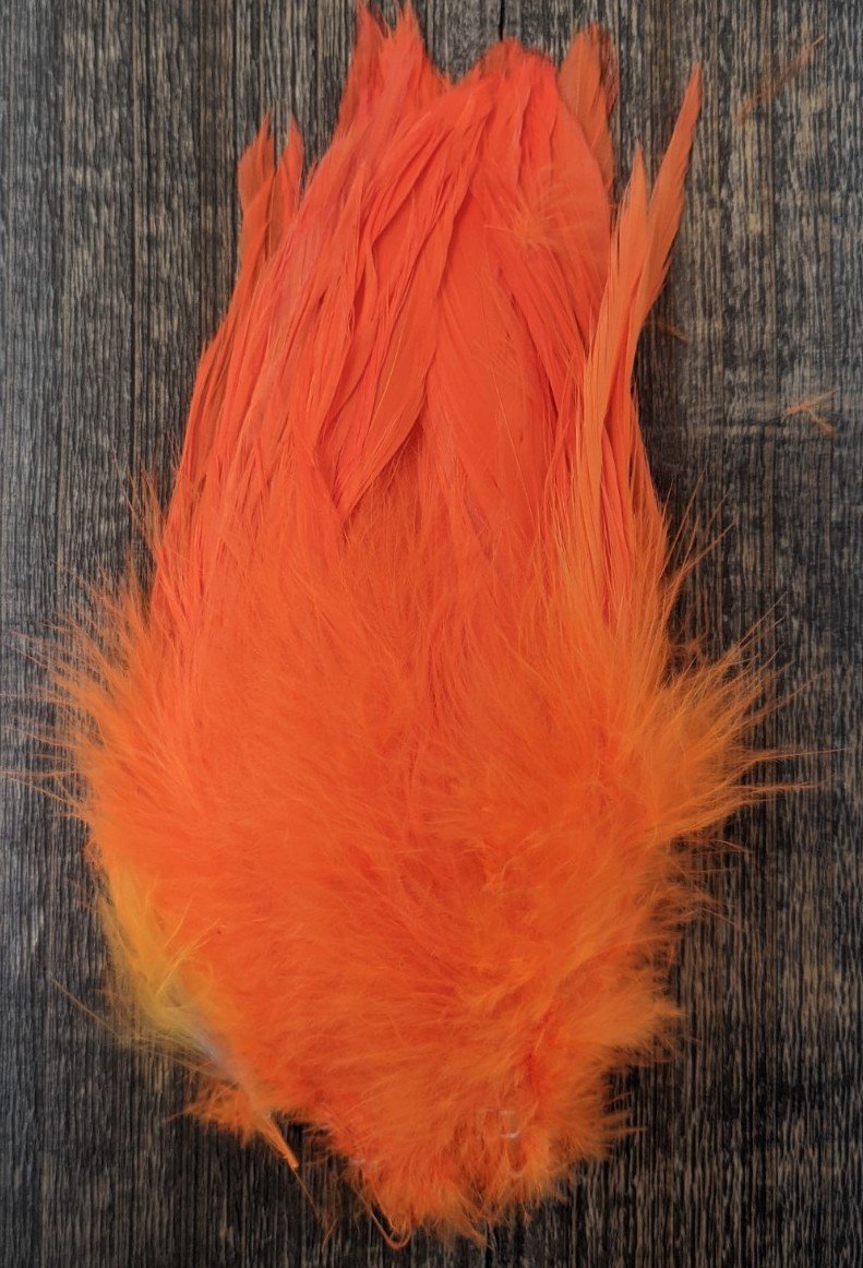 Fish Hunter Select Schlappen FL. Steelhead Orange (UV) Saddle Hackle, Hen Hackle, Asst. Feathers
