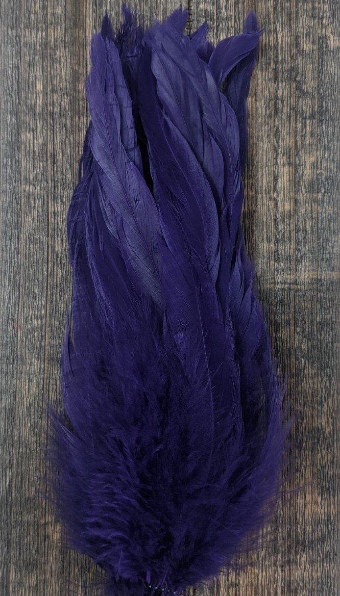 Fish Hunter Select Schlappen FL. Steelhead Purple (UV) Saddle Hackle, Hen Hackle, Asst. Feathers