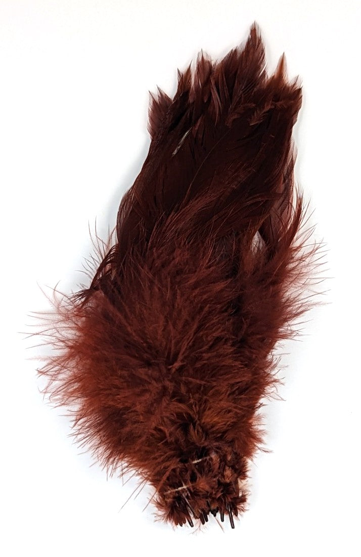 Fish Hunter Select Schlappen Rootbeer Saddle Hackle, Hen Hackle, Asst. Feathers