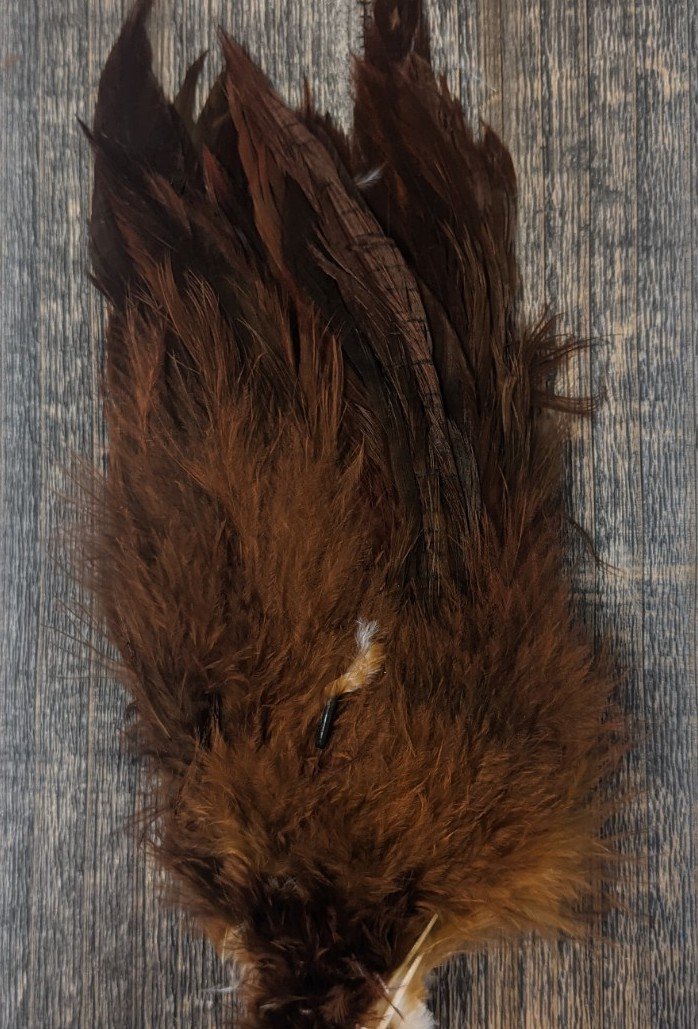 Fish Hunter Select Schlappen Tobacco Brown Saddle Hackle, Hen Hackle, Asst. Feathers