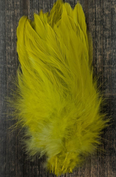 Fish Hunter Select Schlappen Yellow Olive Saddle Hackle, Hen Hackle, Asst. Feathers