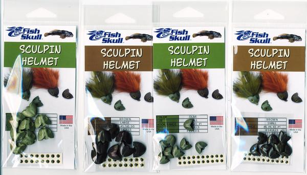 Flymen Fish Skull Sculpin Helmet Beads, Eyes, Coneheads