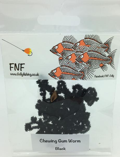 FNF Chewing Gum Worm Chenille 3mm Black Chenilles, Body Materials