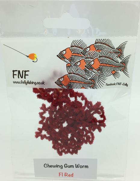 FNF Chewing Gum Worm Chenille 3mm Fl. Red Chenilles, Body Materials
