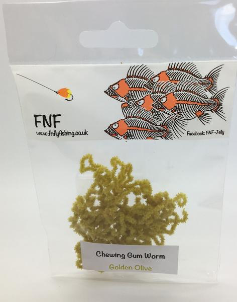 FNF Chewing Gum Worm Chenille 3mm Golden Olive Chenilles, Body Materials