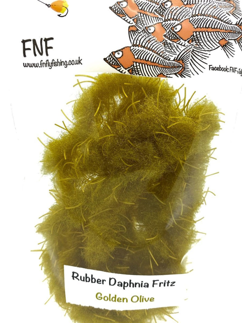 FNF Rubber Daphnia Fritz Golden Olive Chenilles, Body Materials
