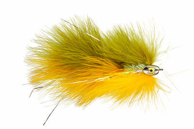 Galloup's Barely Legal (Fish Skull) Olive/Yellow / 4 Flies