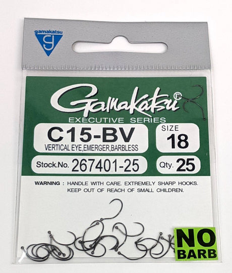 Gamakatsu C15-BV Barbless Hook 25 pack 18 Hooks