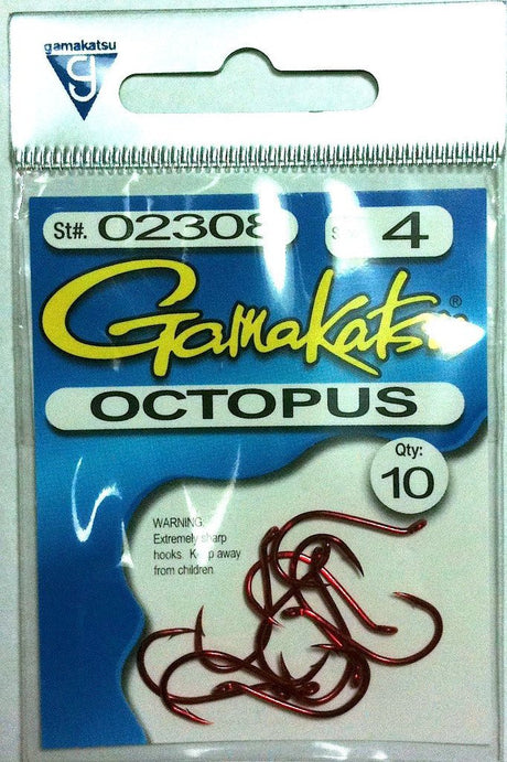 Gamakatsu Octopus Hook 10 pack Red / size 2 - 8 Pack Hooks