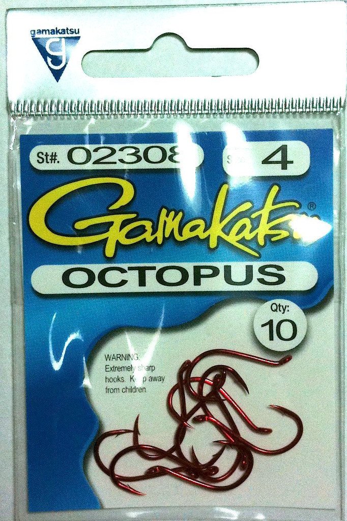 Gamakatsu Octopus Hook 10 pack Red / size 2 - 8 Pack Hooks