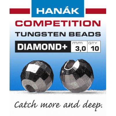 Hanak Diamond+ Slotted Tungsten Beads 20 pack Black Nickel / 2.5 mm Beads, Eyes, Coneheads
