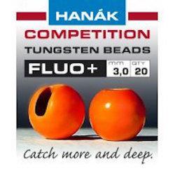 Hanak Fluo+ Slotted Tungsten Beads 20 pack Orange / 2 mm Beads, Eyes, Coneheads