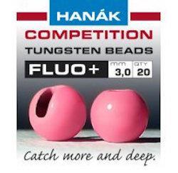 Hanak Fluo+ Slotted Tungsten Beads 20 pack Pink / 2 mm Beads, Eyes, Coneheads