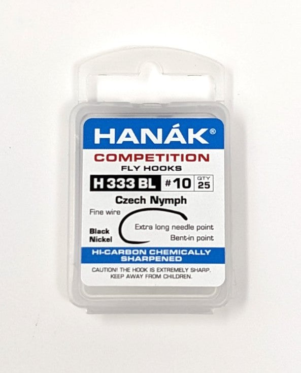 Hanak Hooks Model 333 BL Czech Nymph 25 Pack 10 Hooks