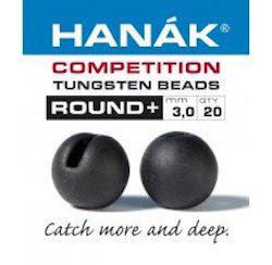 Hanak Round+ Slotted Tungsten Beads 20 pack Black Matte / 2 mm Beads, Eyes, Coneheads