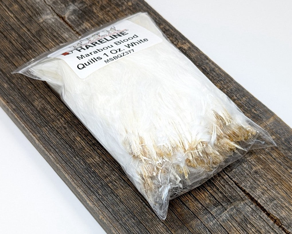 Marabou Strung Blood Quills Fly Tying Feathers - Bulk 1 Oz Pack, 120-160 Feathers, Hareline
