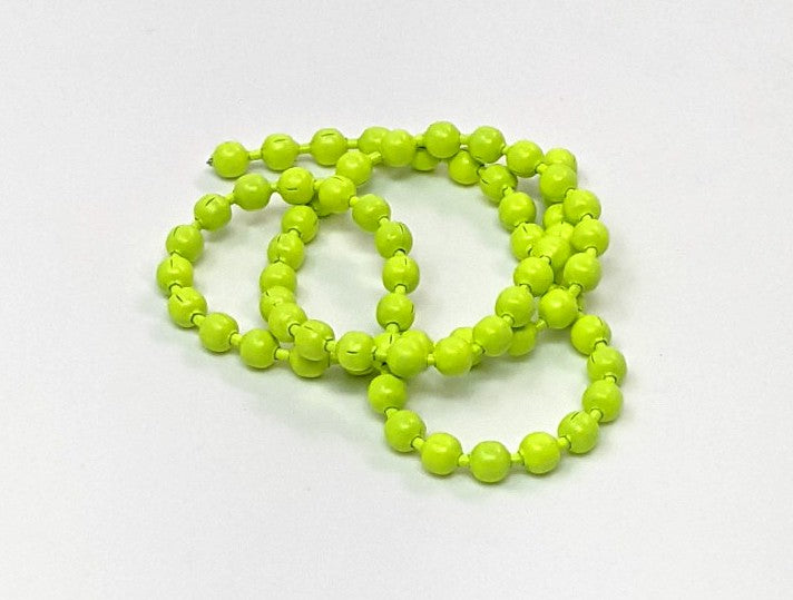 Hareline Bead Chain Fluorescent Chartreuse Medium Beads, Eyes, Coneheads