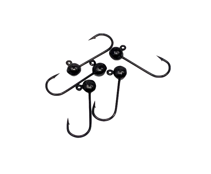 Hareline Black Nickel Round Lead Jighead Hook 5 Pack 1/16 oz Size 4 Hooks