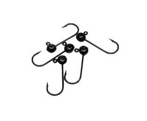 Hareline Black Nickel Round Lead Jighead Hook 5 Pack 1/16 oz Size 4 Hooks