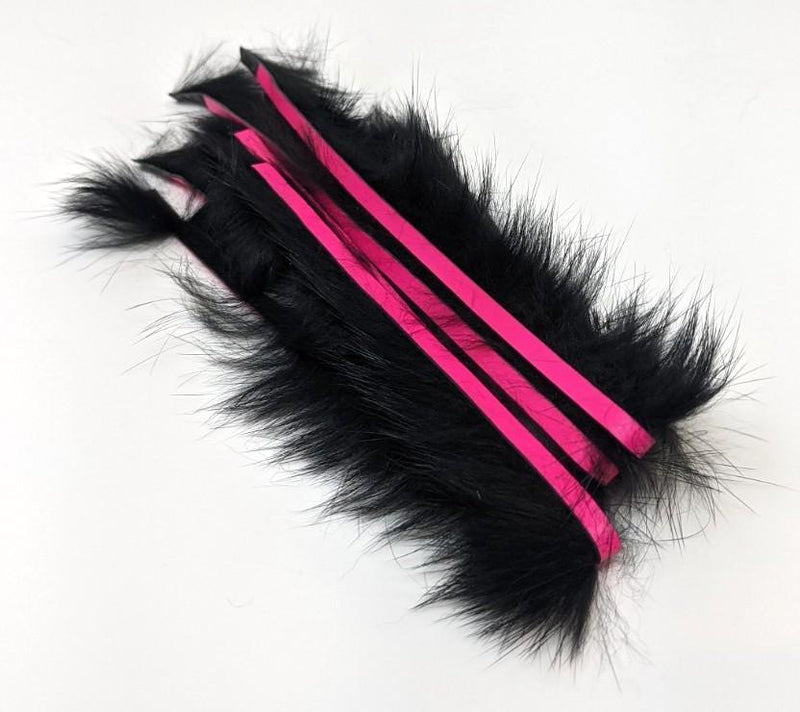 Hareline Bling Rabbit Strips Black with Fl Fuchsia Accent 