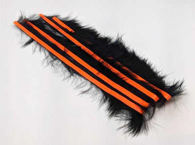 Hareline Bling Rabbit Strips Black with Fl Orange Accent #BLS11D Hair, Fur
