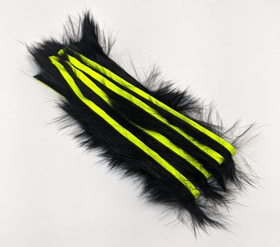 Hareline Bling Rabbit Strips Black with Fl Yellow Accent #BLS11F Hair, Fur