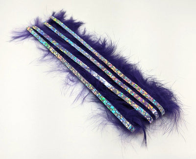 Hareline Bling Rabbit Strips Bright Purple with Holo Silver Accent #BLS35J Hair, Fur
