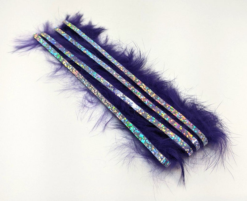 Hareline Bling Rabbit Strips Bright Purple with Holo Silver Accent 