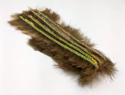 Hareline Bling Rabbit Strips Gold Variant with Holo Gold Accent #BLS154G Hair, Fur