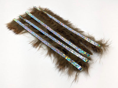 Hareline Bling Rabbit Strips Gold Variant with Holo Silver Accent #BLS154J Hair, Fur
