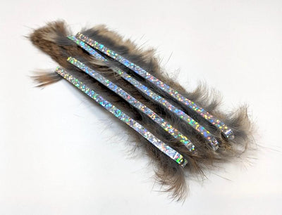 Hareline Bling Rabbit Strips Hare's Ear with Holo Silver Accent #BLS178J Hair, Fur