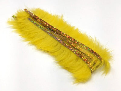 Hareline Bling Rabbit Strips Yellow with Holo Gold Accent #BLS383G Hair, Fur