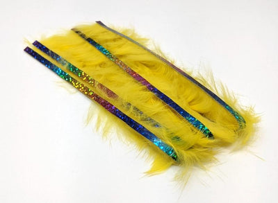 Hareline Bling Rabbit Strips Yellow with Holo Rainbow Accent #BLS383H Hair, Fur