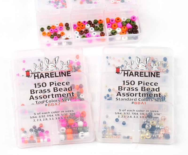Hareline Brass Bead 150 Piece Assortment Top Colors Set 