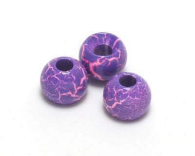 Hareline Crackle Slotted Tungsten Beads Purple/Fl Pink / 1/8 3.3mm Beads, Eyes, Coneheads
