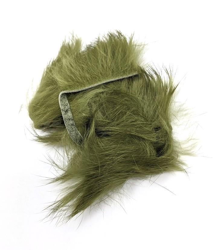 Hareline Crosscut Rabbit Strips Green Olive Hair, Fur