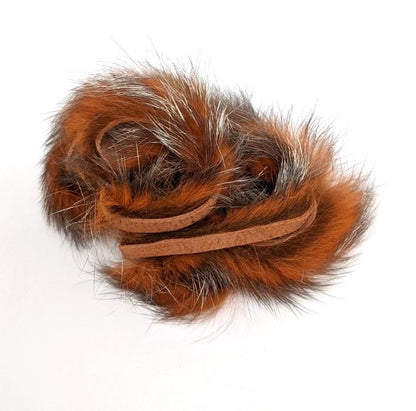 Hareline Crosscut Shimmer Rabbit Strips 3 Crawfish Orange with Silver Shimmer Hair, Fur