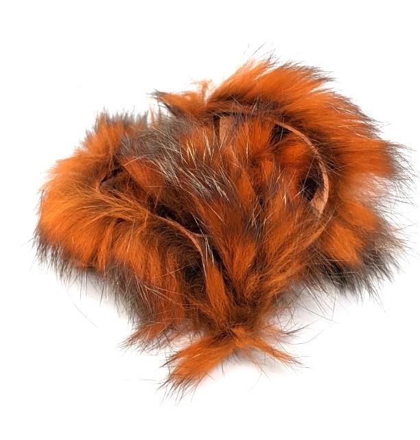 Hareline Crosscut Shimmer Rabbit Strips 4 Crawfish Orange with Gold Shimmer Hair, Fur