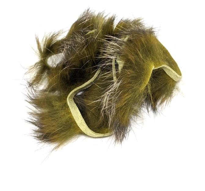 Hareline Crosscut Shimmer Rabbit Strips 8 Sculpin Olive with Gold Shimmer Hair, Fur